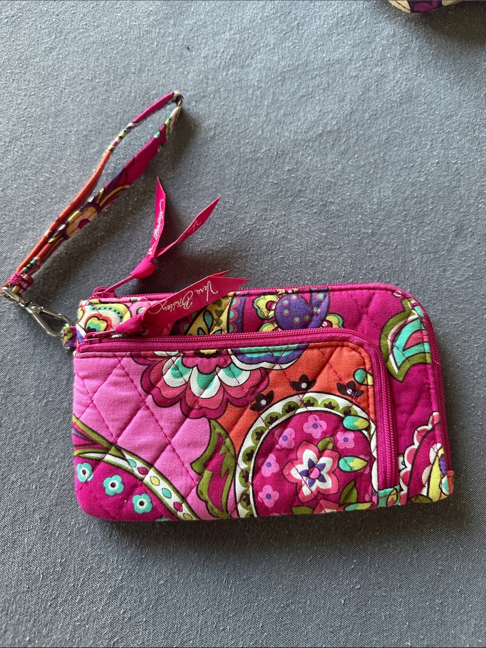 Vera Bradley Hot Pink Quilted Floral Wristlet